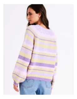 ONLY Abby Life Stripe Knit Pullover In Purple Multi -Myer Fashion Store 960942610 5 720x928