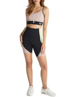 Cruz Zip Adjustable Medium Impact Sports Bra In Mocha