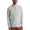Gant Waffle Half Zip Sweat In Light Grey Melange