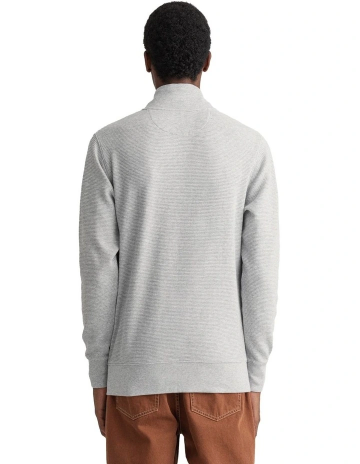 Gant Waffle Half Zip Sweat In Light Grey Melange 4 Gant Waffle Half Zip Sweat In Light Grey Melange - Image 2