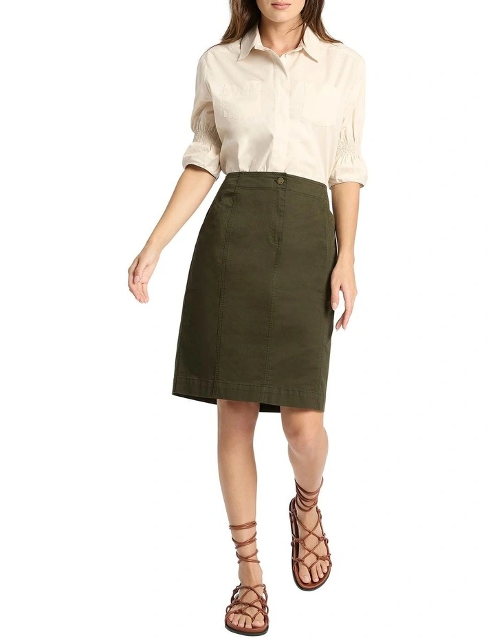 Rhoda Utility Pencil Skirt In Green 4 Rhoda Utility Pencil Skirt In Green - Image 2