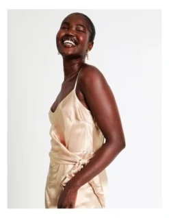 Midi Tie Front Satin Slip Dress In Champagne 10 Midi Tie Front Satin Slip Dress In Champagne -Myer Fashion Store 962548840 3 720x928