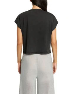 Mystic Sunset Cropped Tee In Washed Black -Myer Fashion Store 963217090 2 720x928