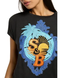 Mystic Sunset Cropped Tee In Washed Black -Myer Fashion Store 963217090 5 720x928