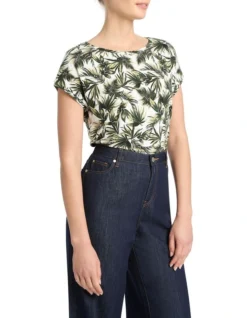 Charlee Bamboo Tee In Ecru/Multi