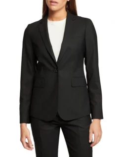 Oxford Alexa Wool Stretch Suit Jacket In Black