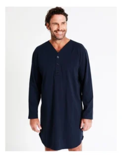 Long Sleeve Knit Niteshirt In Navy