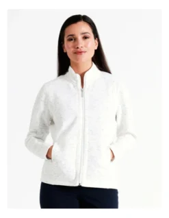 Regatta Recycled Polyester Zip Thru Chevron Jacquard Sweat Top In Ivory