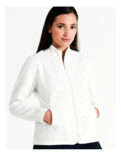 Regatta Recycled Polyester Zip Thru Chevron Jacquard Sweat Top In Ivory -Myer Fashion Store 963426880 3 1 720x928