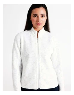 Regatta Recycled Polyester Zip Thru Chevron Jacquard Sweat Top In Ivory -Myer Fashion Store 963426880 5 1 720x928