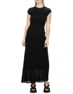 Sheer Crepe Ruched Knit In Black