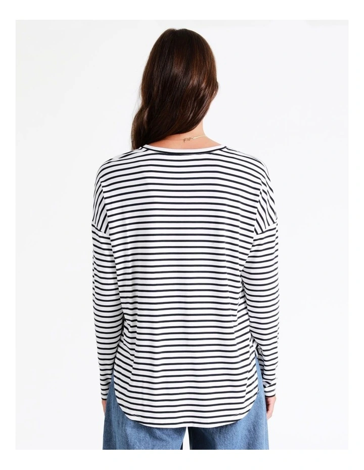 Long Sleeve Bamboo Tee In Navy Multi 7 Long Sleeve Bamboo Tee In Navy Multi - Image 5