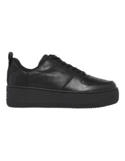 Windsor Smith Racerr Leather Flatform Sneaker In Black