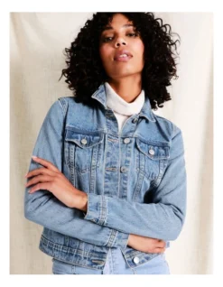 Recycled Blend Denim Jacket In Light Blue -Myer Fashion Store 964242460 3 720x928