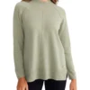 Rib Trim Knit Jumper In Green