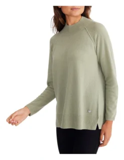 Rib Trim Knit Jumper In Green -Myer Fashion Store 964599130 3 720x928