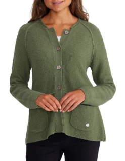 Panelled Cardigan In Green