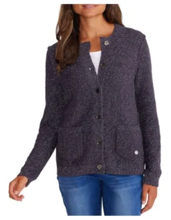 Moss Stitch Cardigan In Blue
