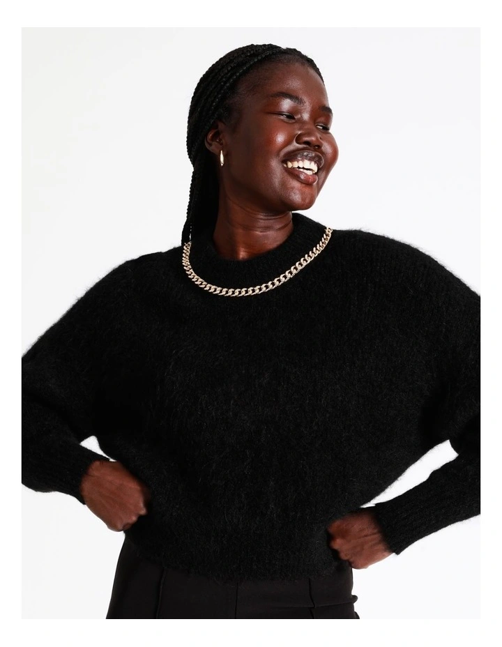 Eyelash Knit Dolman Sleeve Chain Trim Knit In Black 5 Eyelash Knit Dolman Sleeve Chain Trim Knit In Black - Image 3