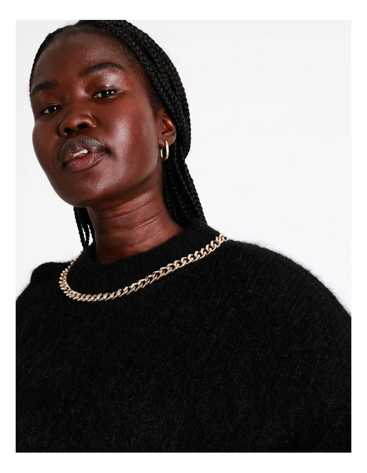 Eyelash Knit Dolman Sleeve Chain Trim Knit In Black 7 Eyelash Knit Dolman Sleeve Chain Trim Knit In Black - Image 5