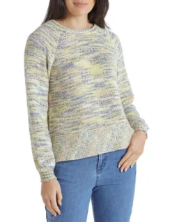 Long Sleeve Tonal Sweater In Multi