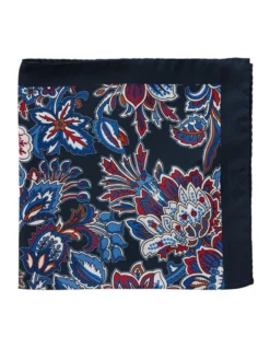 Floreale Silk Pochette In Navy