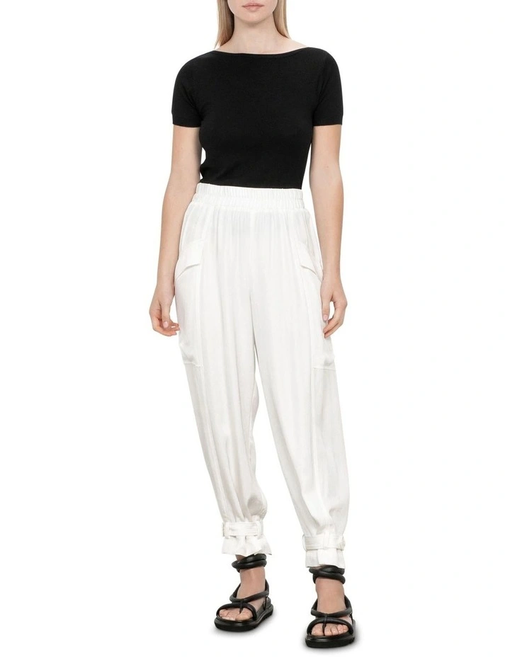 Lustre Weave Cargo Pants In Ivory 3 Lustre Weave Cargo Pants In Ivory