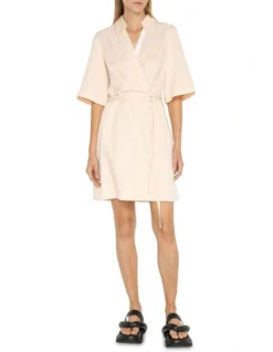 Wrap Front Shirt Dress In Vanilla Cream