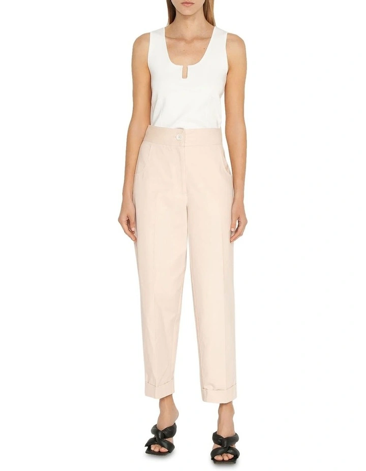 Cotton Drill Tapered Pant In Pale Peach 3 Cotton Drill Tapered Pant In Pale Peach