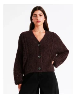 Cropped Mix Knit Cardigan In Ruby 11 Cropped Mix Knit Cardigan In Ruby -Myer Fashion Store 966477790 3 720x928