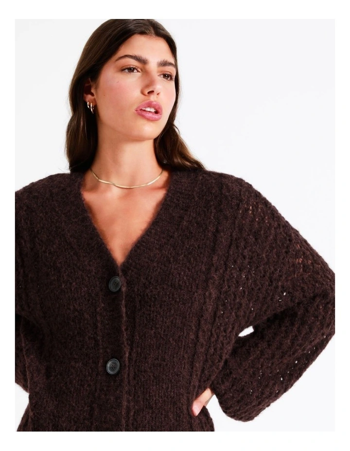 Cropped Mix Knit Cardigan In Ruby 7 Cropped Mix Knit Cardigan In Ruby - Image 5