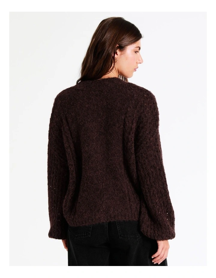 Cropped Mix Knit Cardigan In Ruby 8 Cropped Mix Knit Cardigan In Ruby - Image 6