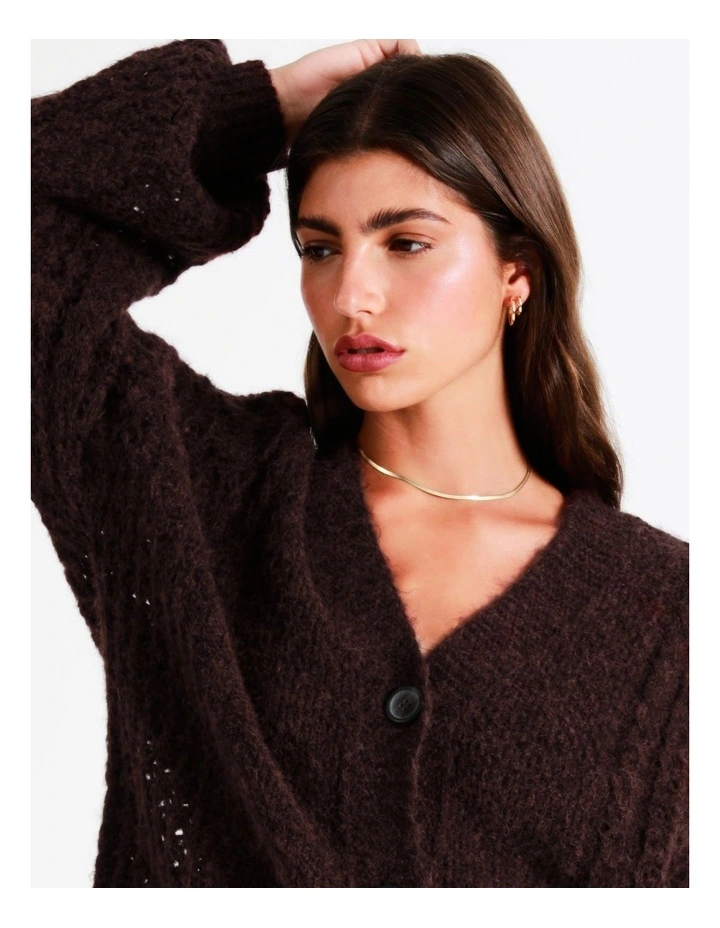 Cropped Mix Knit Cardigan In Ruby 9 Cropped Mix Knit Cardigan In Ruby - Image 7