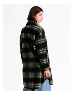 Longline Check Shacket In Khaki Multi -Myer Fashion Store 966478240 6 720x928