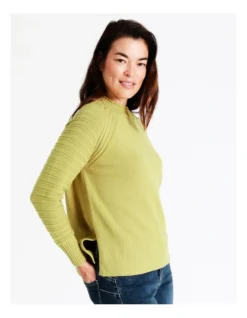 Regatta Organic Cotton Blend Textured Stripe Raglan Sleeve Jumper In Flax -Myer Fashion Store 966493000 7 720x928