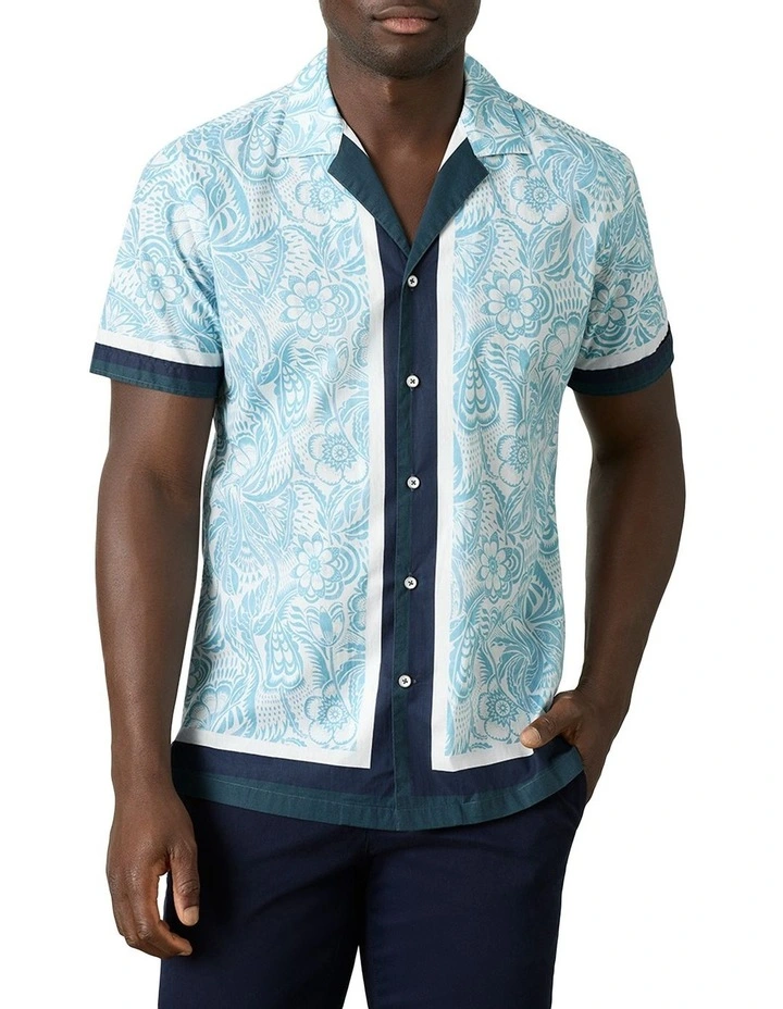 Airlie Camp Collar Short Sleeve Shirt In Blue 3 Airlie Camp Collar Short Sleeve Shirt In Blue