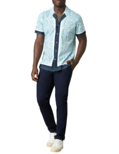 Airlie Camp Collar Short Sleeve Shirt In Blue 9 Airlie Camp Collar Short Sleeve Shirt In Blue -Myer Fashion Store 966529270 4 720x928