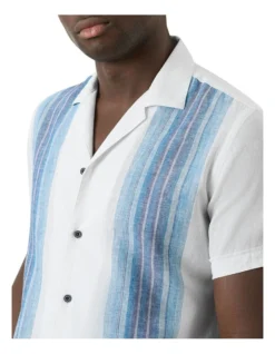 Levanto Camp Collar Short Sleeve Shirt In Blue -Myer Fashion Store 966661930 2 720x928