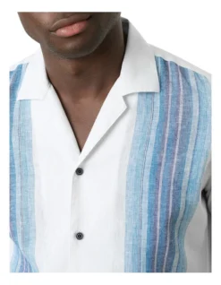 Levanto Camp Collar Short Sleeve Shirt In Blue -Myer Fashion Store 966661930 4 720x928