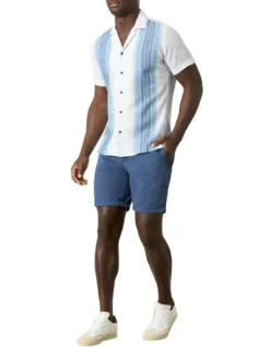 Levanto Camp Collar Short Sleeve Shirt In Blue -Myer Fashion Store 966661930 5 720x928