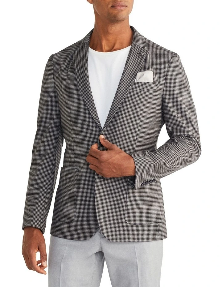 Van Heusen Slim Gingham Knit Blazer In Grey 3 Van Heusen Slim Gingham Knit Blazer In Grey