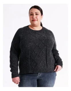 Regatta Multi Cable Drop Shoulder Jumper In Charcoal Fleck