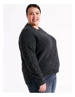 Regatta Multi Cable Drop Shoulder Jumper In Charcoal Fleck -Myer Fashion Store 966877930 7 720x928