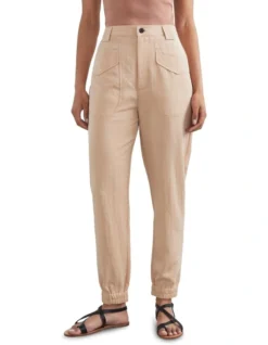 French Connection Soft Utility Pant In Cream