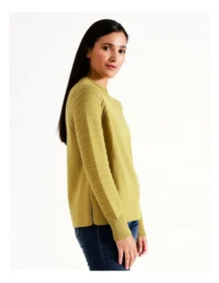 Regatta Organic Cotton Blend Textured Stripe Raglan Sleeve Jumper In Beige