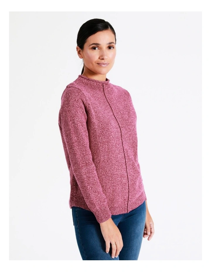 Regatta Organic Cotton Blend Funnel Neck Curved Hem Twist Jumper In Cranberry Twist 5 Regatta Organic Cotton Blend Funnel Neck Curved Hem Twist Jumper In Cranberry Twist - Image 3