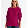 Regatta Sustainable Viscose Blend Horizontal Rib Boat Neck Jumper With 3/4 Sleeve In Hot Pink 1 Regatta Sustainable Viscose Blend Horizontal Rib Boat Neck Jumper With 3/4 Sleeve In Hot Pink -Myer Fashion Store 967118950 1 720x928