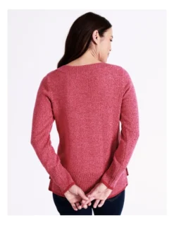 Regatta Organic Cotton Blend Boat Neck Twist Jumper With Side Splits And Solid Trim In Raspberry Twist -Myer Fashion Store 967142620 6 720x928