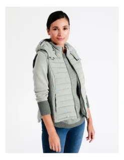 Regatta Recycled Polyester Straight Quilted Vest With Removable Hood In Sage