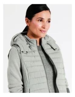 Regatta Recycled Polyester Straight Quilted Vest With Removable Hood In Sage -Myer Fashion Store 967159540 4 720x928